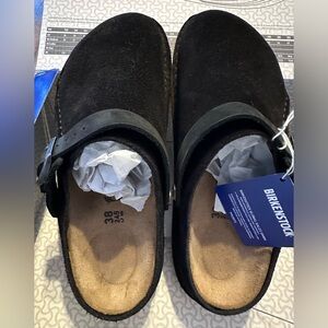 Birkenstock Lutry Black Suede Clogs (size 38)